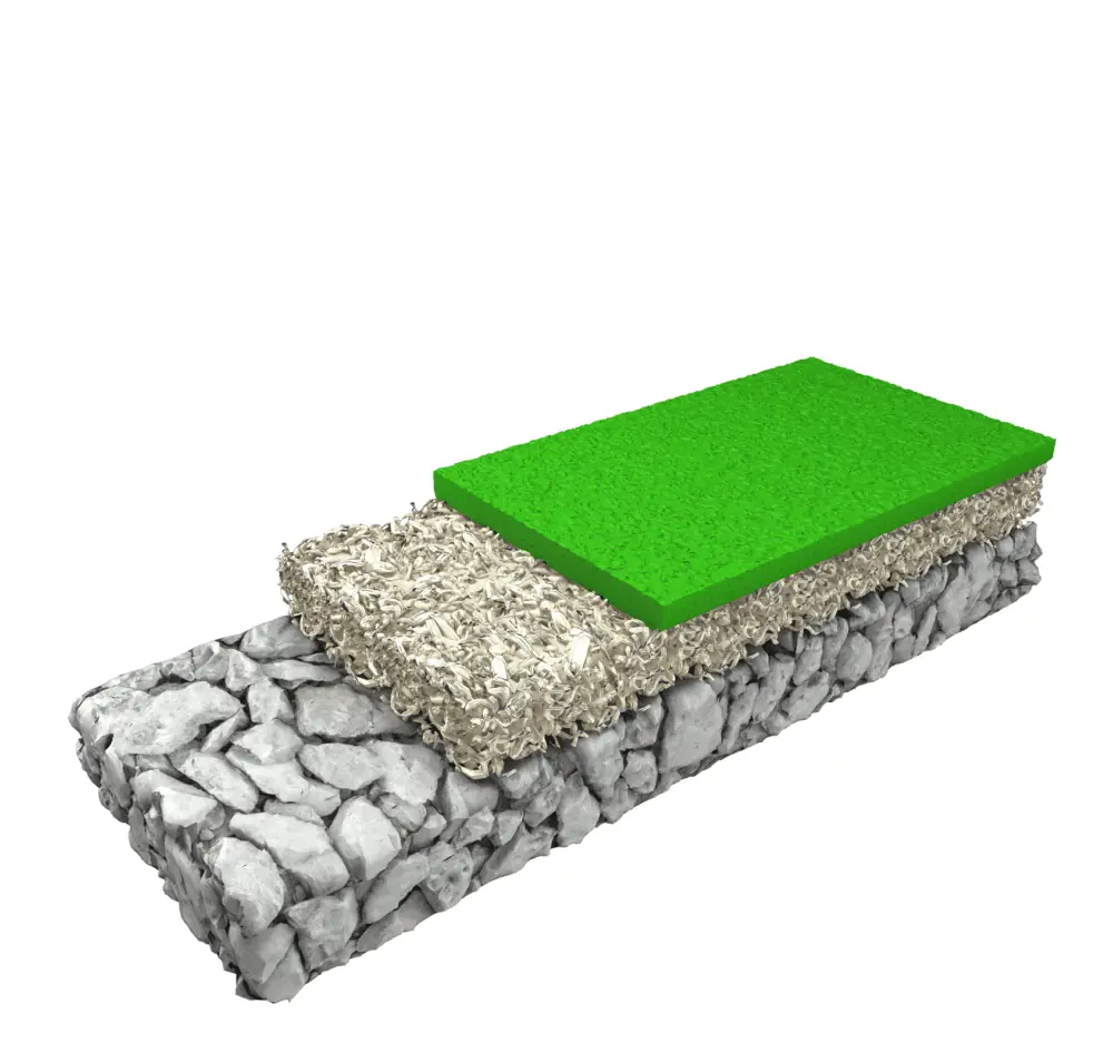 Fallskyddsgummi med Cushion+, 100% nytt epdm, i basen.