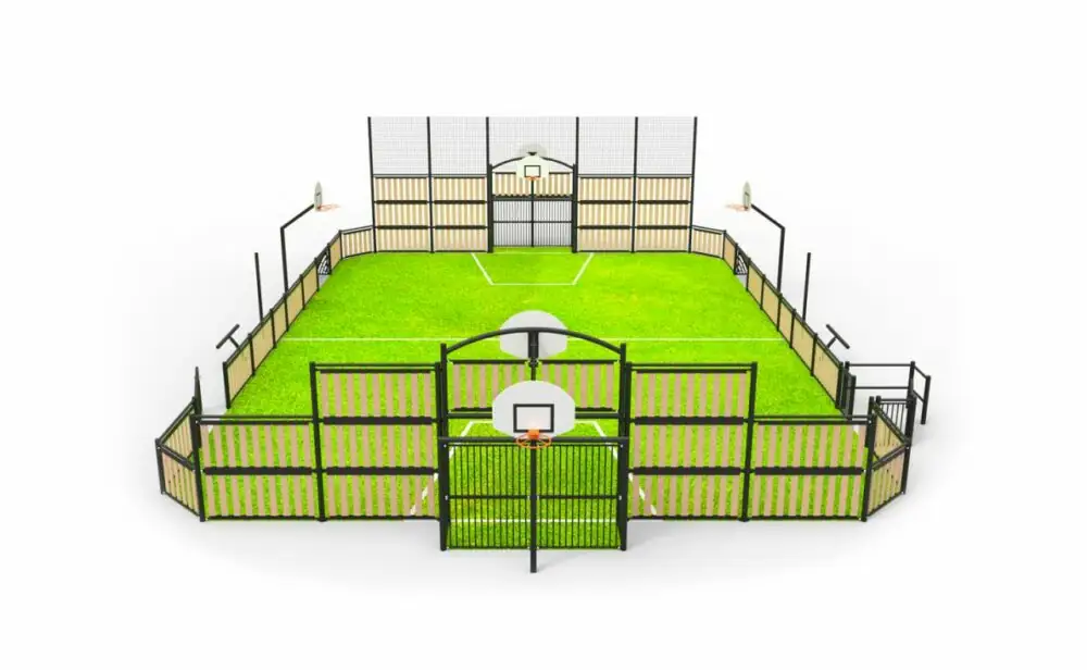 Multiarena Boreal med basketmål och tillgänglighetsanpassad entré